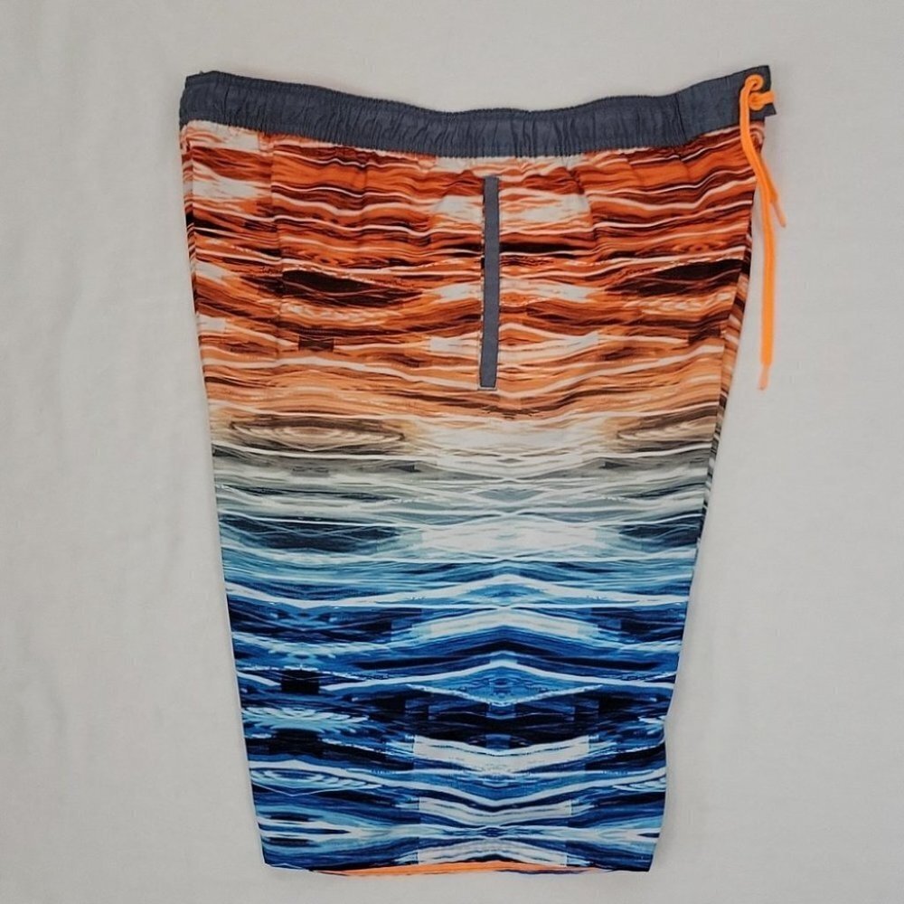 Nike Swim Trunks Gradient Ripple Print Blue, Orange & Gray Size Large